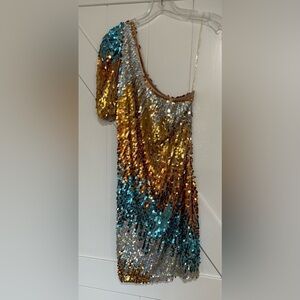 Sequin One-Shoulder Dress